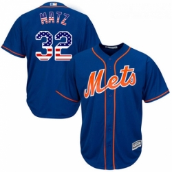 Mens Majestic New York Mets 32 Steven Matz Authentic Royal Blue USA Flag Fashion MLB Jersey