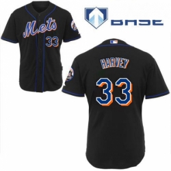 Mens Majestic New York Mets 33 Matt Harvey Authentic Black Cool Base MLB Jersey