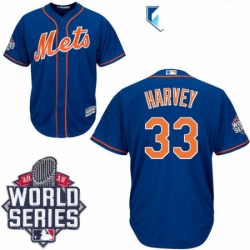 Mens Majestic New York Mets 33 Matt Harvey Authentic Royal Blue Alternate Home Cool Base 2015 World Series MLB Jersey