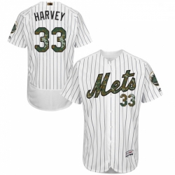 Mens Majestic New York Mets 33 Matt Harvey Authentic White 2016 Memorial Day Fashion Flex Base MLB Jersey