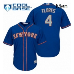 Mens Majestic New York Mets 4 Wilmer Flores Replica Royal Blue Alternate Road Cool Base MLB Jersey