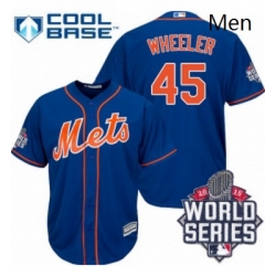 Mens Majestic New York Mets 45 Zack Wheeler Replica Royal Blue Alternate Home Cool Base 2015 World Series MLB Jersey