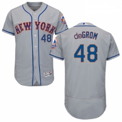 Mens Majestic New York Mets 48 Jacob deGrom Grey Road Flex Base Authentic Collection MLB Jersey