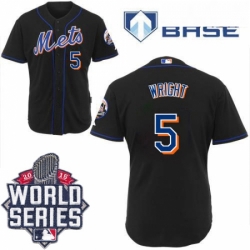 Mens Majestic New York Mets 5 David Wright Replica Black Cool Base 2015 World Series MLB Jersey