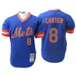 Mens Mitchell and Ness New York Mets 8 Gary Carter Replica Blue 1983 Throwback MLB Jersey