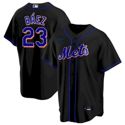 Men's New York Mets #23 Javier Baez Black Replica Nike Jersey