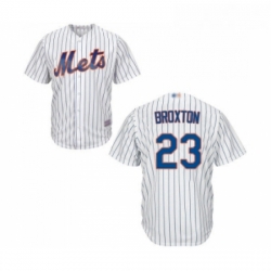 Mens New York Mets 23 Keon Broxton Replica White Home Cool Base Baseball Jersey 