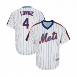 Mens New York Mets 4 Jed Lowrie Replica White Alternate Cool Base Baseball Jersey 