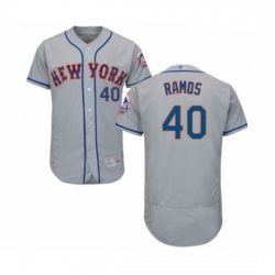 Mens New York Mets 40 Wilson Ramos Grey Road Flex Base Authentic Collection Baseball Jersey