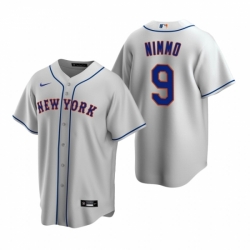 Mens Nike New York Mets 9 Brandon Nimmo Gray Road Stitched Baseball Jersey