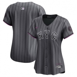 Women New York Mets Blank Graphite 2024 City Connect Limited Stitched Baseball Jersey