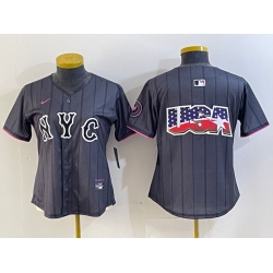 Women New York Mets Team Big Logo Graphite 2024 City Connect Limited Stitched Baseball Jersey 1