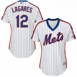 Womens Majestic New York Mets 12 Juan Lagares Authentic White Alternate Cool Base MLB Jersey