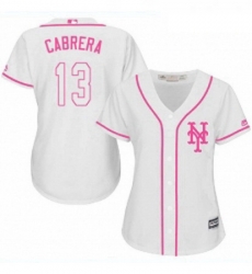 Womens Majestic New York Mets 13 Asdrubal Cabrera Replica White Fashion Cool Base MLB Jersey