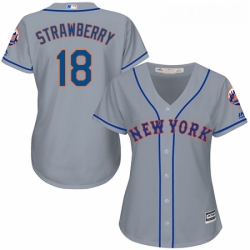 Womens Majestic New York Mets 18 Darryl Strawberry Replica Grey Road Cool Base MLB Jersey