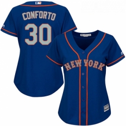 Womens Majestic New York Mets 30 Michael Conforto Authentic Royal Blue Alternate Road Cool Base MLB Jersey