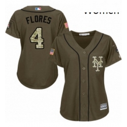 Womens Majestic New York Mets 4 Wilmer Flores Authentic Green Salute to Service MLB Jersey