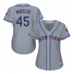 Womens Majestic New York Mets 45 Zack Wheeler Replica Grey Road Cool Base MLB Jersey