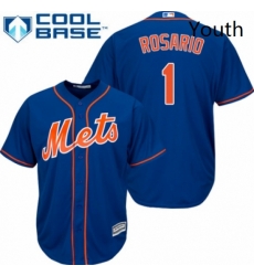 Youth Majestic New York Mets 1 Amed Rosario Authentic Royal Blue Alternate Home Cool Base MLB Jersey 