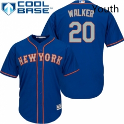 Youth Majestic New York Mets 20 Neil Walker Replica Royal Blue Alternate Road Cool Base MLB Jersey