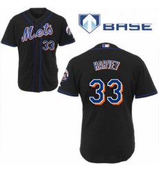 Youth Majestic New York Mets 33 Matt Harvey Authentic Black Cool Base MLB Jersey