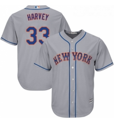 Youth Majestic New York Mets 33 Matt Harvey Replica Grey Road Cool Base MLB Jersey