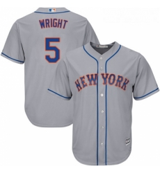 Youth Majestic New York Mets 5 David Wright Replica Grey Road Cool Base MLB Jersey