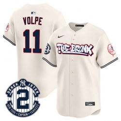 Men New York Yankees 11 Anthony Volpe Cream The Bronx Graffiti V2 Vapor Limited Stitched Baseball Jersey