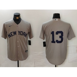 Men New York Yankees 13 Jazz Chisholm Jr Grey Cool Base Stitched Baseball Jersey