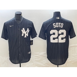 Men New York Yankees 22 Juan Soto Black Cool Base Stitched Baseball Jerseys