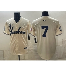 Men New York Yankees  7 Mickey Mantle Cream Limited Stitched Baseball Jersey