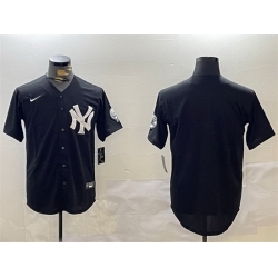 Men New York Yankees Blank Black With Patch Cool Base Stitched Baseball Jersey