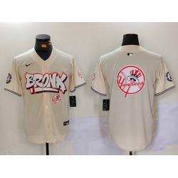 Men New York Yankees Blank Cream The Bronx Graffiti V2 Vapor Limited Stitched Baseball Jersey 14