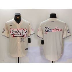 Men New York Yankees Blank Cream The Bronx Graffiti V2 Vapor Limited Stitched Baseball Jersey 9