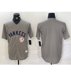 Men New York Yankees Blank Grey Cool Base Stitched Baseball Jersey 002