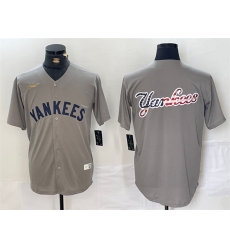 Men New York Yankees Grey Team Big Logo Cool Base Stitched Baseball Jersey 6