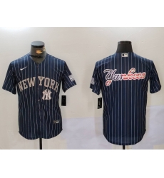 Men New York Yankees Navy Team Big Logo Cool Base Stitched Baseball Jersey 13