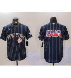 Men New York Yankees Navy Team Big Logo Cool Base Stitched Baseball Jersey 17