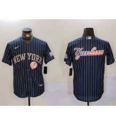 Men New York Yankees Navy Team Big Logo Cool Base Stitched Baseball Jersey 2