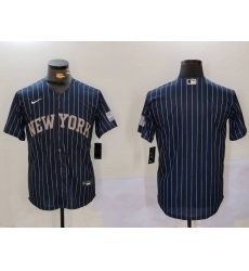 Men New York Yankees Navy Team blank Cool Base Stitched Baseball Jersey 2