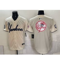Men New York Yankees Team Big Logo Cream Limited Stitched Baseball Jerseys 001 Men New York Yankees Team Big Logo Cream Limited Stitched Baseball Jerseys 001