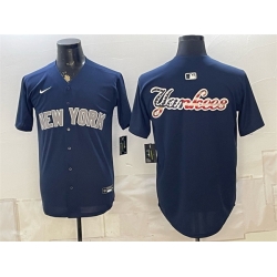 Men New York Yankees Team Big Logo Navy Limited Stitched Baseball Jersey 002
