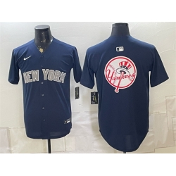 Men New York Yankees Team Big Logo Navy Limited Stitched Baseball Jersey 003
