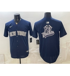 Men New York Yankees Team Big Logo Navy Limited Stitched Baseball Jersey
