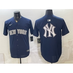 Men New York Yankees Team Big Logo Navy Limited Stitched Baseball Jerseys 001