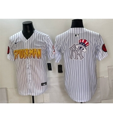 Men New York Yankees X Spider Man Team Big Logo White Limited Stitched Baseball Jersey