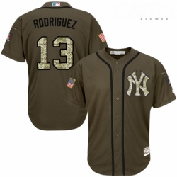 Mens Majestic New York Yankees 13 Alex Rodriguez Replica Green Salute to Service MLB Jersey