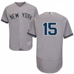 Mens Majestic New York Yankees 15 Thurman Munson Grey Road Flex Base Authentic Collection MLB Jersey