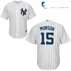 Mens Majestic New York Yankees 15 Thurman Munson Replica White Home MLB Jersey