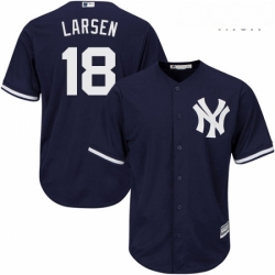 Mens Majestic New York Yankees 18 Don Larsen Replica Navy Blue Alternate MLB Jersey